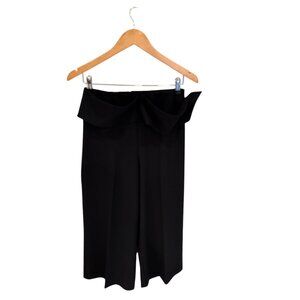 Joseph Ribkoff Black Ruffle Waist Cropped Pants Womens Size 10 Polyester Blend
